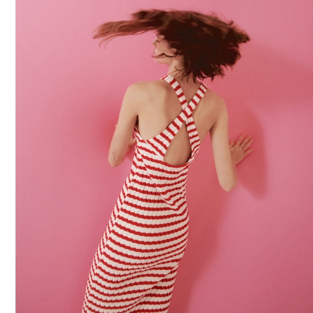Zara Striped cross back Midi Dress